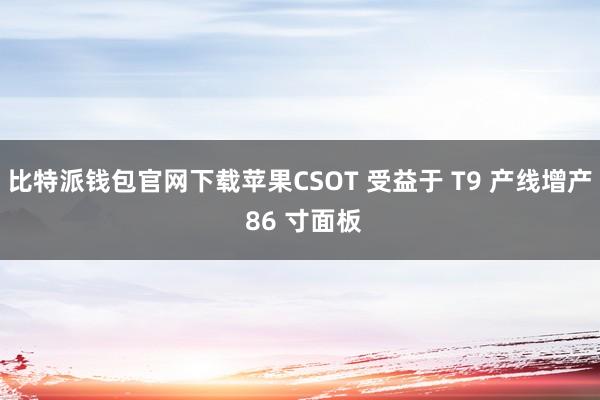 比特派钱包官网下载苹果CSOT 受益于 T9 产线增产 86 寸面板
