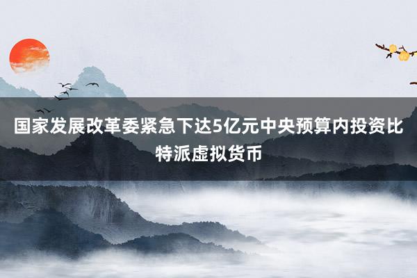 国家发展改革委紧急下达5亿元中央预算内投资比特派虚拟货币