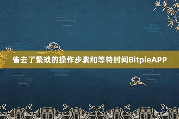 省去了繁琐的操作步骤和等待时间BitpieAPP