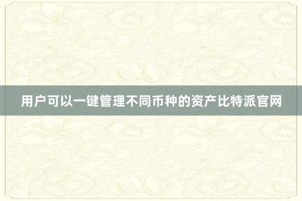 用户可以一键管理不同币种的资产比特派官网